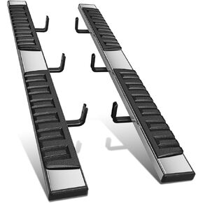 DNA MOTORING 6.75" Flat Running Boards Side Step Bars Compatible with 2004-2024 Nissan Titan / 2016-2024 Titan XD Crew Cab, Chrome/Black, STEPB-A-0096
