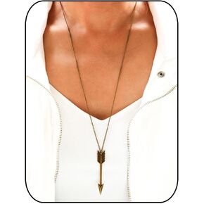 Yalice Boho Long Arrow Necklace Netclace Drop Drop Sterlaces Jewelry Arrowhead Jewelry for Women (Bronze)