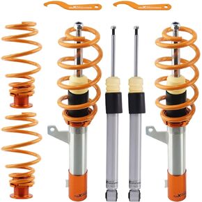 MaxPeedingRods Coilovers لـ VW Golf MK5 2003-2008 ، لـ MK6 2008-2011 ، لـ VW Jetta MK5 2006-2011 ، لـ Audi A3 2006-2014 ، طقم التعليق القابل للتعديل للرقم ، وخفض طقم الذهب الذهبي ،