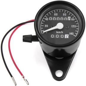 uxcell Universal Motorcycle Black Shell Dual Tachometer Odometer Speedometer Gauge