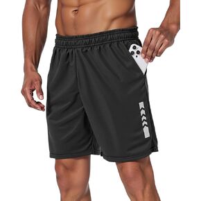 Men’s Gym Shorts Athletic Running Workout Basketball Casual Sport Short for Men Quick Dry with 2 Pockets Black.