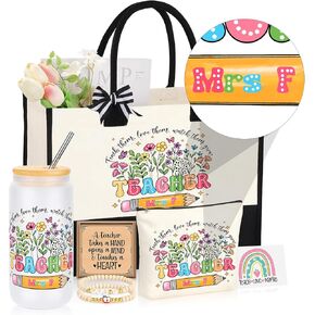 Initial Teacher Appreciation Gifts for Women, Christmas Thanksgiving Thank You Gifts for Teachers Set of 5