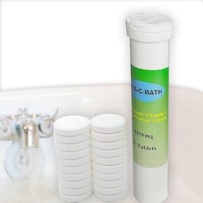 أقراص Vita C Bath Effervester 1000mg فيتامين C من الحمام ، والجلد الجاف والحكة ، جيد للبشرة الحساسة والشعر الخشن والجاف (100 ٪ عضوية) 20 تابيت ، أبيض