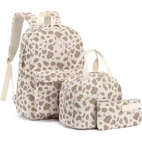 Corduroy School Backpack Girls Kids Teens School School Bookbags Schoolbag مجموعة مع حقيبة قلم رصاص Box Box (Cherry)