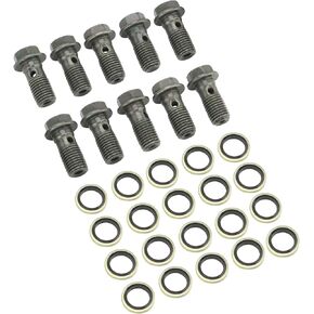 GOOFIT 10 Pcs Stainless Steel Motorcycle Brake M10X1.25mm Banjo Bolts with Copper Washers Replacement for Brake Caliper Master Cylinder