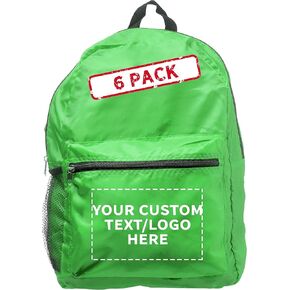 DISCOUNT PROMOS Simple Functional Backpacks Set of 6, Bulk Pack - Water Resistant, Lightweight - Red