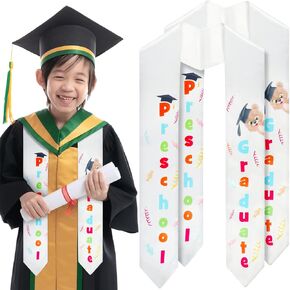 Preschool Kindergarten Graduation Stole 2 Pcs White Graduate Sash for Kids Graduation Favors