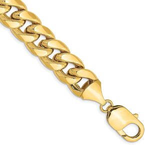 Avariah 14K Gold Yellow Gold 11mm نصف سلب ميامي الكوبي مع سلسلة قفل جراد البحر -8.0 "9.0" 10.0 "