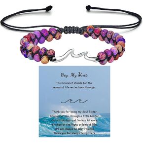 LIU JUN For Granddaughter - Infinity Forever Love Jasper Heart Bracelet, You Are Always In Mine Heart From Grandma Double Layer Natural Stone Beaded Wrap Adjustable inspirational Gift Jewelry in Saudi Arabia
