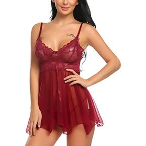 Womens Lace Lingerie Babydoll Nightdress Sexy Chemise Sleepwear Boudoir Outfits
