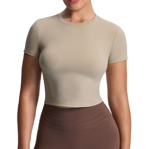 Aoxjox Women's Women's Thript Sleeve Thirts Crew Neck Ober Bated Baby Baby Tee Gym Gym Gym Tops Tops