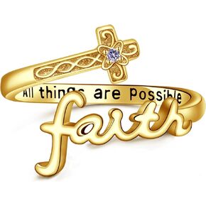 Onefinity Faith Riniststone Ring 925 Sterling Silver Cross Cross Faith Personged Birthstone Ring مخصصة Zirconia Zirconia Christian Spoon Rings Jewelry for Women ابنة صديق