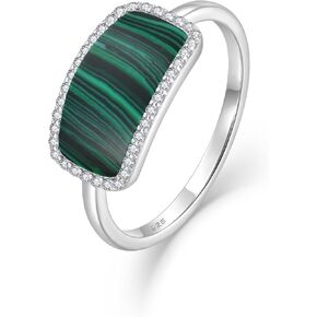 Ring for Women Sterling Silver Band Turquoise/Malachite/Moss Agate Ring