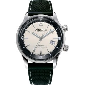 ALPINA MEN'S SWISS Automatic Heritage Seasstrong Diver Black Watch ، Tapphire Crystal ، Power Reserve ، 300m Model Resistant: AL-525S4H6