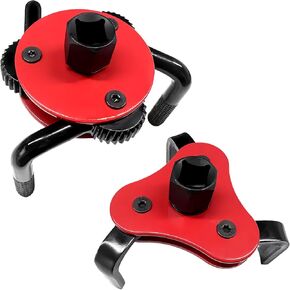 2-Piece Universal Oil Filter Wrench Set, 2-1/2'' to 4'' & 3'' to 5-1/2'' Adjustable 3-Jaw Oil Filter Removal Tool, Fits 1/2'' & 3/8'' Drive, Car Accessories