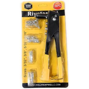 Pop Rivet Gun with 36-Piece Rivet Set and Nozzle Wrench, 4 Different Nozzles Included