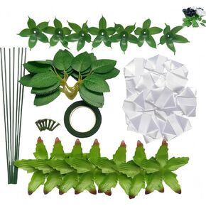 Latinaflorista DIY Ribbon Rose Kit ، تصنع 7 الورود الأبدية ، مجموعة كاملة من البتلات ، والسيقان ، والأوراق ، وصياغة هدية فريدة من باقات راموس إلى الأبد (7 الورود الأزرق -الأزرق)