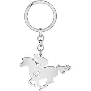 Fun Horse Keychains for Women Girls Gifts Novelty Stainless Steel Keyring Car Key Purse Charms Metal Decorations
