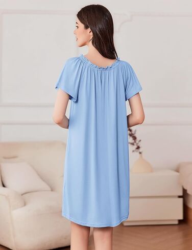 Ekouaer Nightgowns for Women Pleated Sleep Shirts Short Sleeve Night Shirts Comfy Ladies Sleepdress in Saudi Arabia