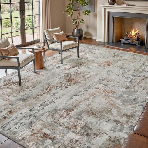 tchido Area Rug 5x7 Rugs for Living Room- Abstract Soft Living Room Rug-Non Slip Carpet-Machine Washable Rug for Bedroom Dining Room Home Office Modern Rugs Light Grey/Brown/Beige in Kuwait