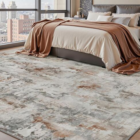 tchido Area Rug 5x7 Rugs for Living Room- Abstract Soft Living Room Rug-Non Slip Carpet-Machine Washable Rug for Bedroom Dining Room Home Office Modern Rugs Light Grey/Brown/Beige in Kuwait