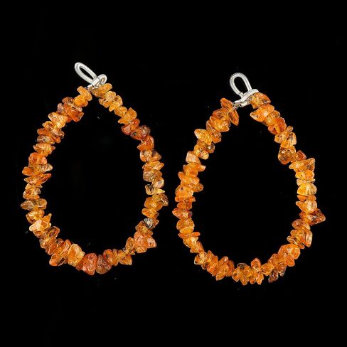 Crystalis 2pcs موصل الأحجار الكريمة الطبيعية المصابة بالطيور مع الحلقات ، والبطاطا غير المقطوعة حبات ، والبلورات الشفاء ، وصنع المجوهر in Kuwait