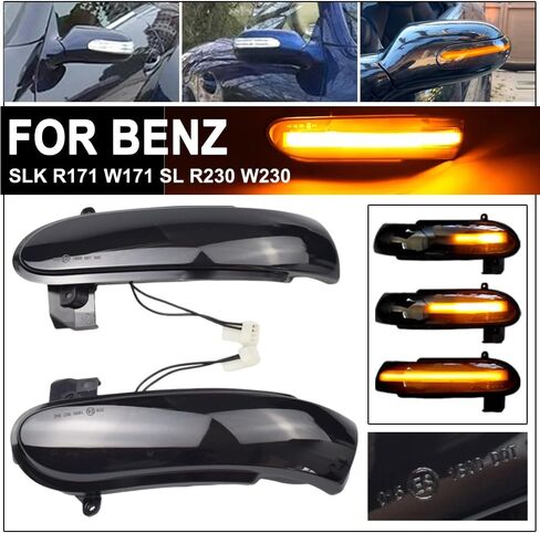 LED Dynamic Side Mirror Sequential Turn Signal Light for M-ercedes Ben-z Slk Class R171 W171 2004-2008.12 Prefacelift SL Class R230 W230 2002-2008.04 (Black) in Kuwait