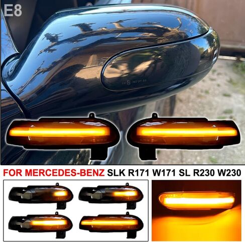 LED Dynamic Side Mirror Sequential Turn Signal Light for M-ercedes Ben-z Slk Class R171 W171 2004-2008.12 Prefacelift SL Class R230 W230 2002-2008.04 (Black) in Kuwait