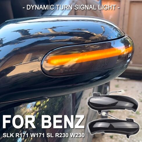 LED Dynamic Side Mirror Sequential Turn Signal Light for M-ercedes Ben-z Slk Class R171 W171 2004-2008.12 Prefacelift SL Class R230 W230 2002-2008.04 (Black) in Kuwait