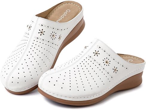 Closed Toe Clogs for Women Slip-On Mules: Comfortable Women's Mule & Clog with Carved Floral Design in Kuwait