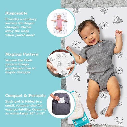 Disney Baby by J.L. Childress Disposable Changing Pads, 24 Pack - Absorbent and Leak-Resistant for Safe Baby Diaper Changing, 26x18 Inch in Saudi Arabia