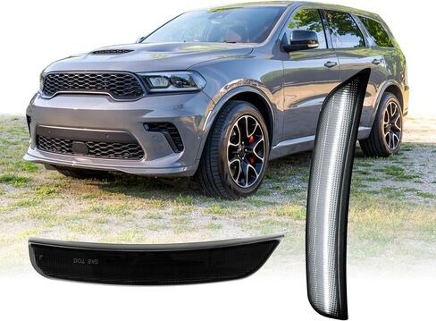 USR 21-25 D6U SUV SUV Marker Light-زوج مواقف لوقوف السيارات المدخنة الأمامية (يسار + يمين)-متوافق مع 2021-2025 Dodge Durango جميع الطرز مثل SXT ، GT ، R/T ، SRT 392 (عدسة الدخان مع LED) in Kuwait