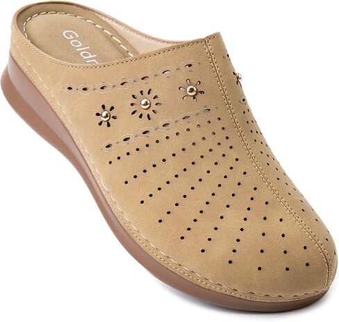 Closed Toe Clogs for Women Slip-On Mules: Comfortable Women's Mule & Clog with Carved Floral Design in Kuwait
