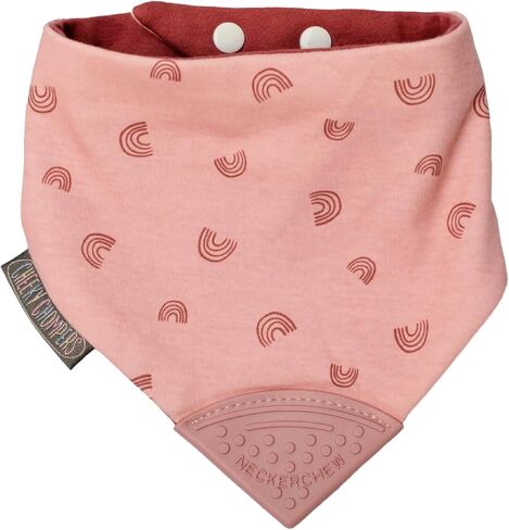 مريلة التسنين Cheeky Chompers Neckerchew (Baby Dino)، مريلة 2 في 1 على شكل باندانا مع عضاضة من السيليكون الآمن غذائيًا، للأطفال والرضع، تصميم مبتكر على شكل غمازات يهدئ اللثة، مريلة ماصة مكونة من 3 طبقات in Kuwait