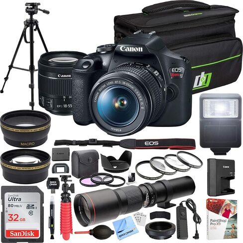 Canon 2727C021 EOS Rebel T7 DSLR Camera with EF18-55mm + EF 75-300mm Double Zoom Kit Bundle with 3 YR CPS Enhanced Protection Pack in Saudi Arabia