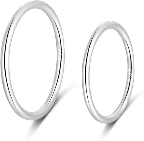 CANDYFANCY 925 Sterling Silver 1.2mm Stacked Midi Thin Rings for Women Knuckle Ring Band Stacking Ring Set Size 2.5-8.5 (Silver 8 Pcs) in Saudi Arabia