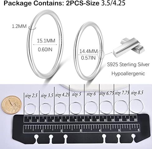 CANDYFANCY 925 Sterling Silver 1.2mm Stacked Midi Thin Rings for Women Knuckle Ring Band Stacking Ring Set Size 2.5-8.5 (Silver 8 Pcs) in Saudi Arabia