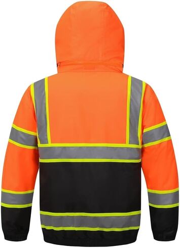 High Visibility Hoodie For Men Reflective Safety Jacket Zipper Men'S/Women'S Construction Work Safety Insulated Parka in Kuwait