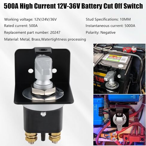Disconnect Switch 12V 24V 36V with Lockout Plate，20247 Battery Cut Off Switch 500A High Current Battery Kill Switch Compatible with Polarity Negative Kill Switch for Cars, Boats, RVs in Saudi Arabia