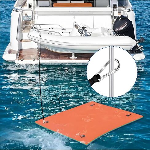 118 Inch Foam Water Pad Mat Bungee Cord Lily Pad Bungee Cord with 2 Stainless Steel Carabiners Foam Lake Mat Cord Floating Mat Tether Kit for Secure Mooring in Kuwait
