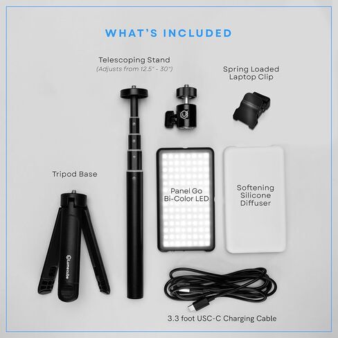 Lume Cube Broadcast Lighting Kit Live Stream Webcam Light for Computer & Laptop Enhance Video Calls Streaming & Vlogging Include Adjustable Tripod & Clip Mount Adjust Brightness & Color Temperature in Saudi Arabia
