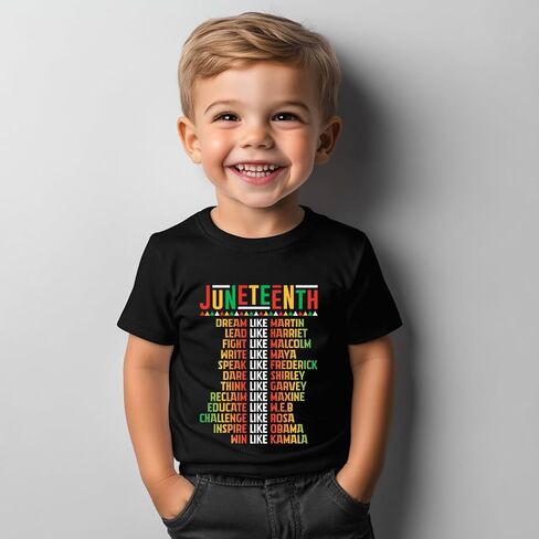 القمصان Juneteenth القمصان-قميص Juneteenth الصغير ، تي شيرت بأكمام قصيرة للأولاد والبنات الصغار ، تتراوح أعمارهم بين 2 و 8 سنوات in Kuwait
