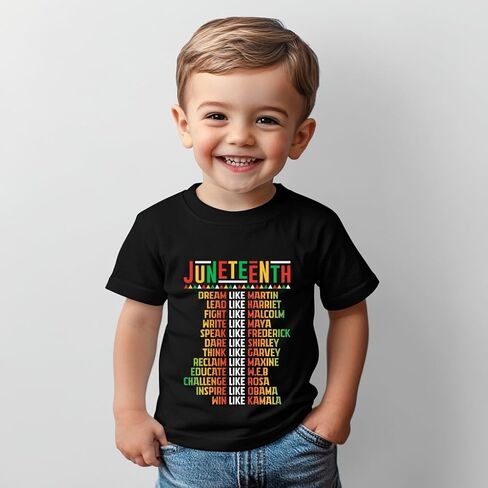 القمصان Juneteenth القمصان-قميص Juneteenth الصغير ، تي شيرت بأكمام قصيرة للأولاد والبنات الصغار ، تتراوح أعمارهم بين 2 و 8 سنوات in Kuwait