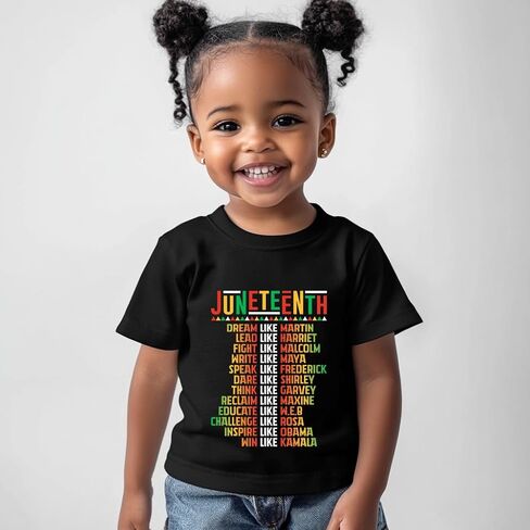 القمصان Juneteenth القمصان-قميص Juneteenth الصغير ، تي شيرت بأكمام قصيرة للأولاد والبنات الصغار ، تتراوح أعمارهم بين 2 و 8 سنوات in Kuwait