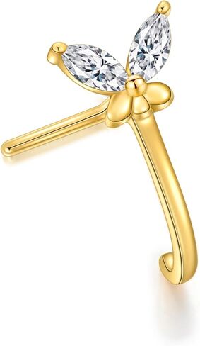 14K Gold Nose Hoop Stud 20G Butterfly/Daisy Nose Ring Stud 14K Real Gold Daisy/Butterfly Piercing Jewelry Gifts for Women in Saudi Arabia