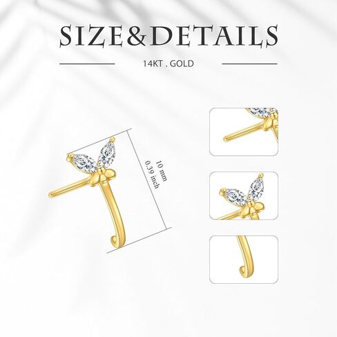 14K Gold Nose Hoop Stud 20G Butterfly/Daisy Nose Ring Stud 14K Real Gold Daisy/Butterfly Piercing Jewelry Gifts for Women in Saudi Arabia