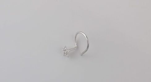 Demira 14k White Gold Star Nose Stud with Natural Diamond, Ideal for Wedding, Lip, Labret, Monroe, and Body Piercings. in Kuwait