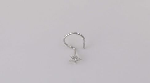 Demira 14k White Gold Star Nose Stud with Natural Diamond, Ideal for Wedding, Lip, Labret, Monroe, and Body Piercings. in Kuwait