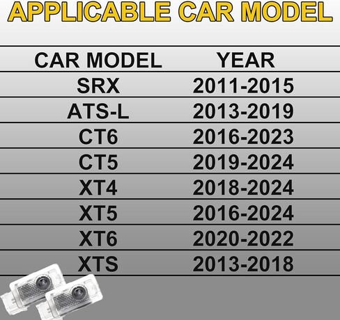 4PCS Car Door Lights Logo Logo Orgo for SRX CT6 CT5 XTS ATS-L XT4 XT5 XT6 ، لم يتلاشى أبدًا جهاز عرض باب LED ، وأضواء البركة للترحيب الإضافي ، ضوء الظل أشباح ، إكسسوارات السيارة in Kuwait