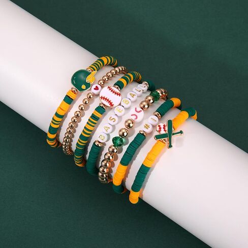 Baseball Bracelet for Women Game Day Bracelet Stack Red White Preppy Heishi Bracelets Sport Team Softball Baseball Mom Accessories Outfit Party Favors Gifts in Saudi Arabia